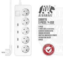 Carica l&#39;immagine nel visualizzatore di Gallery, Bearware - Multipresa elettrica a 5 Vie con 4 x USB 6.0A 30 Watt - 5 Prese - Ilgrandebazar