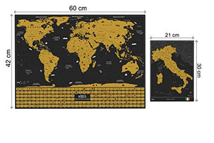 WIDETA Mappa del Mondo da grattare in Italiano con Bandiere dei Paesi, XL... - Ilgrandebazar