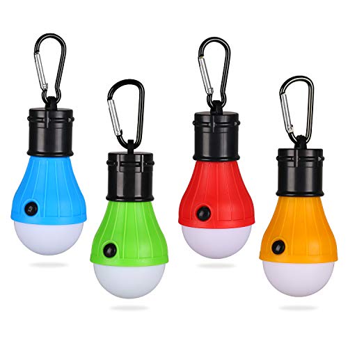 Yizhet Lampada LED da Campeggio, 4 pezzi Tenda Blu+verde+rosso+arancia