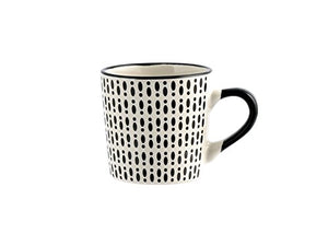 H&H Vhera Set 6 Tazzine Caffè, Stoneware, Bianco/Nero, 90 ml - Ilgrandebazar