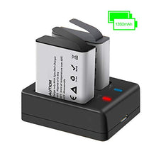 Carica l'immagine nel visualizzatore di Gallery, Action Camera Batteria, 3.7V 1350mAh 4.995Wh ricaricabile Batterie (2 pezzi) con doppio caricatore, compatibile con AKASO EK7000/Dragon Touch/EKEN/Crosstour/Campark/APEMAN/Victure/SJ4000/PG1050
