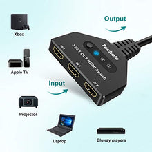 Carica l&#39;immagine nel visualizzatore di Gallery, Switch HDMI 4k, Techole Interruttore 3 In 1 Out con Cavo, Supporta 4K,...