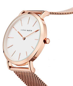 Hannah Martin Orologio da Polso Donna Quadrante Bianco，cinturino Oro Rosa - Ilgrandebazar