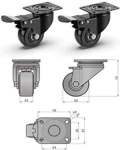 GBL - 4 Ruote Per Carrello 50mm | 200KG per mobili, Girevoli...