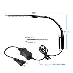 NICREW Luce Acquario Ultrasottile, Mini Lampada con 24 LEDs Nero