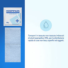 Carica l&#39;immagine nel visualizzatore di Gallery, AIESI® Tamponi salviette disinfettanti a base di alcool isopropilico 70% dimensioni 65x30 mm confezionati singolarmente (Confezione da 200 pezzi) HOSPIPADS