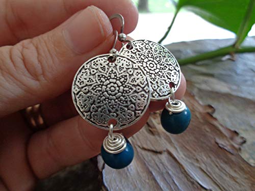 ✿ SEMI DI ASAI TURCHESE BOHO ETHNO MANDALA ✿ orecchini esotici - regalo...