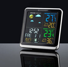 Carica l'immagine nel visualizzatore di Gallery, Bresser ClimaTemp TB 7007201 Stazione meteo wireless con sensore da esterno, stazione meteo con display a cristalli liquidi a cristalli liquidi LCD a colori e due sveglie, nero grigio