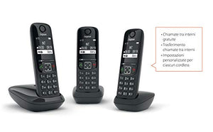 Gigaset AS690 Trio Telefono Cordless: 3 Portatili per Chiamate Interne Nero - Ilgrandebazar