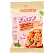 Carica l'immagine nel visualizzatore di Gallery, Cannamela, Ricette Facili, Preparato per Gulasch, con Paprika, Cipolla, Alloro e Rosmarino, Senza Glutine, Pronto in Pochi Minuti, Busta da 3-4 Porzioni