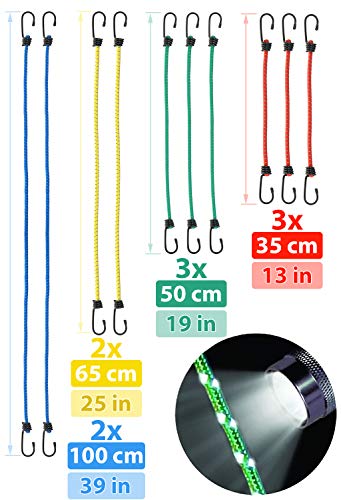 valonic corde elastiche con ganci | riflettente | set di 10 | 200% di...