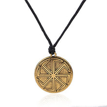 Carica l'immagine nel visualizzatore di Gallery, Skyrim Amuleto Slavi Wicca Sigil Talismano Kolovrat Antico Antique Gold
