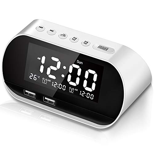 CHIMAERA Sveglia Digitale,FM Orologio,Radiosveglia da Comodino con White