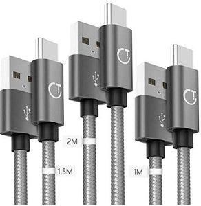 Gritin Cavo USB C [3 Pezzi: 1m, 1.5m, 2m] Nylon 1m+1.5m+2m, Grigio - Ilgrandebazar