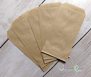 50 pezzi Sacchetti carta kraft, 7x13 centimetri, confettata, avana, bustine... - Ilgrandebazar