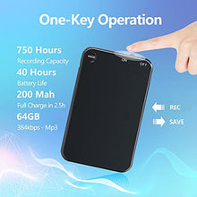 Carica l&#39;immagine nel visualizzatore di Gallery, 64GB Registratore Vocale Portatile, Telefo Registratore Audio Digitale Professionale Con Attivazione Vocale e Durata Della Batteria di 50 Ore, Mini Registratore per Lezioni Riunioni