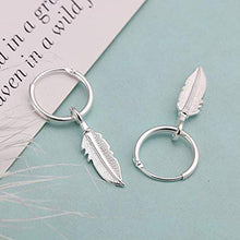 Carica l&#39;immagine nel visualizzatore di Gallery, PPX Argento Orecchini per uomo Donna Ragazza a cerchio Piuma...