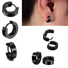 Carica l&#39;immagine nel visualizzatore di Gallery, 4 Paia di Orecchini in Acciaio Inossidabile per Uomo Donne Cerchio Nero - Ilgrandebazar