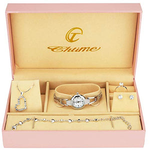 Cofanetto Orologio Donna - Parure di gioielli- Collana-Anello- Orecchini - Ilgrandebazar