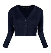 Carica l'immagine nel visualizzatore di Gallery, Urban GoCo Donna Bolero Lavorato a Maglia a Bottoni Coprispalle S, Blu Navy - Ilgrandebazar