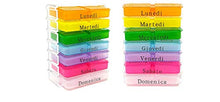 Carica l'immagine nel visualizzatore di Gallery, PortaPillole Settimanale (ITALIANO) Contenitore per Pillole CASSETTO, Colorat