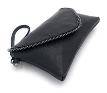 Carica l&#39;immagine nel visualizzatore di Gallery, ELIOX - Pochette Donna Elegante con Catena e Tracolla in Morbida Pelle Nero