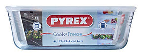 Pyrex Cook&Freeze Contenitore rett. con 27 x 22 x 9 cm, Bianco/Trasparente