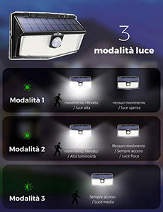 300 LED Luci Solari Esterno,【Nuovo design nel 2020】Luce Solare con 2 Pezzi