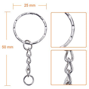 Lictin 60 pezzi anelli per portachiavi 25mm argento tono Zigrinato...