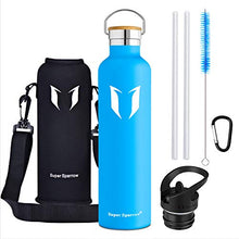 Carica l&#39;immagine nel visualizzatore di Gallery, Super Sparrow Bottiglia d&#39;Acqua con Isolamento a Vuoto 1000ml-32oz, Cielo Blu