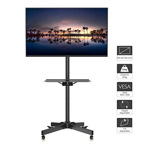 1home Supporto TV da Pavimento con Ruote Carrello, Staffa Porta 23