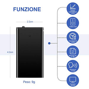 Mini Spia Registratore Vocale H+Y con Attivazione Vocale, Memoria da 8 GB