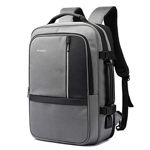 Xnuoyo 17.3 Pollici Espandibile Laptop Zaino Antifurto, Impermeabile b-Grigio