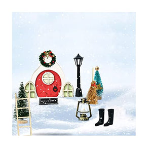 Porta degli Elfi, 12 PCS Decorazioni Porta Elfo Natale, Miniature Casetta Elfo Natale in Legno, Porticina Elfo Luminosa di Notte, Porta dell Elfo di Natale con Pacco Regalo