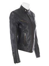 Carica l'immagine nel visualizzatore di Gallery, Aviatrix Giacca da Moto Molto alla Moda in Vera Pelle Super Soft M, Nero - Ilgrandebazar