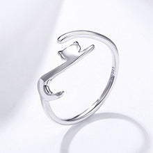 Carica l&#39;immagine nel visualizzatore di Gallery, Anello in argento sterling 925 di Qings, Regolabile Aperto Gatto Stile... - Ilgrandebazar