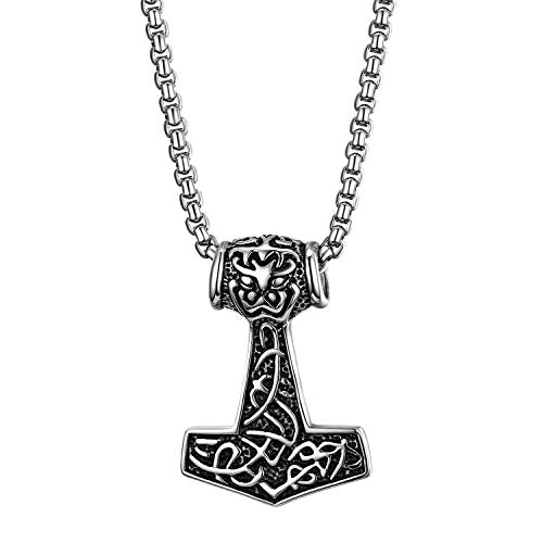 Oidea Collana Catena con Pendente Ciondolo Martello di Thor in Argento - Ilgrandebazar