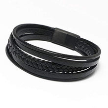 Carica l&#39;immagine nel visualizzatore di Gallery, flintronic Bracciale Intrecciato in Pelle, Braccialetto #1 Nero(20.5cm-22cm) - Ilgrandebazar