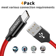 Carica l'immagine nel visualizzatore di Gallery, GIANAC Cavo USB [4 Pezzi 0.3M+1M+2M+3M] 3A Nylon Type-C di Rapida...