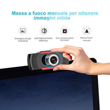 Carica l'immagine nel visualizzatore di Gallery, Webcam 1080P per pc con Microfono, web camera microfono riduzione del...