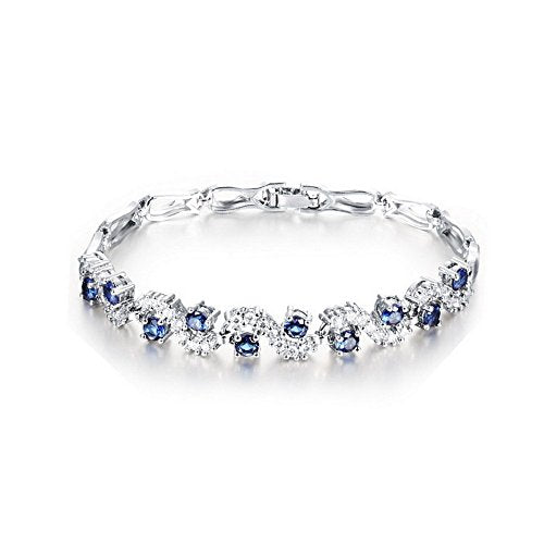 Bracciale tennis con Zaffiro simulato blu Cristalli austriaci di zirconi 18... - Ilgrandebazar