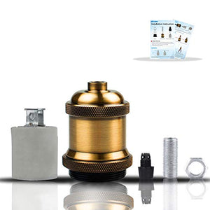 DiCUNO E27 Vintage Portalampada, Edison retro lampada a 4P, Brass