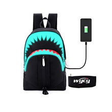 Carica l&#39;immagine nel visualizzatore di Gallery, WYCY Zaino luminoso Borsa da scuola Shark grande volume 36L con porta Squalo