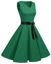 Carica l'immagine nel visualizzatore di Gallery, Bridesmay Donna Anni '50 Abiti Vintage Collo a V Retro Cocktail XXL, 1verde - Ilgrandebazar