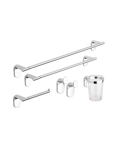 METAFORM Set accessori bagno kit completo Zero Cromo 5 pezzi in Argento - Ilgrandebazar