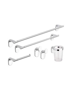 METAFORM Set accessori bagno kit completo Zero Cromo 5 pezzi in Argento - Ilgrandebazar