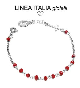 Bracciale Rosario In Argento 925 E Pietre ROSSE - Con Croce E Madonna -... - Ilgrandebazar