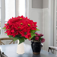 Carica l&#39;immagine nel visualizzatore di Gallery, YUAENFI 4 Pezzi Fiori di Natale Artificiali Fiori Artificiali Natalizi Rossi Stella di Natale Fiori Finti Natalizi per Decorazioni Ghirlanda Corona Centrotavola Negozio la Casa