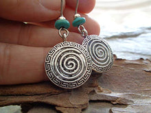 Carica l&#39;immagine nel visualizzatore di Gallery, ✿ SPIRALE BOHO ETNO NATURAL STONE ✿ orecchini gancio lunghe con rondella di...