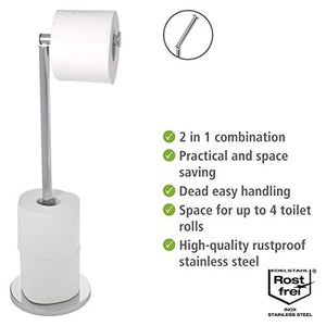 Wenko 19637100 Piantana portarotolo e portascopino 2 in 1, Acciaio... - Ilgrandebazar